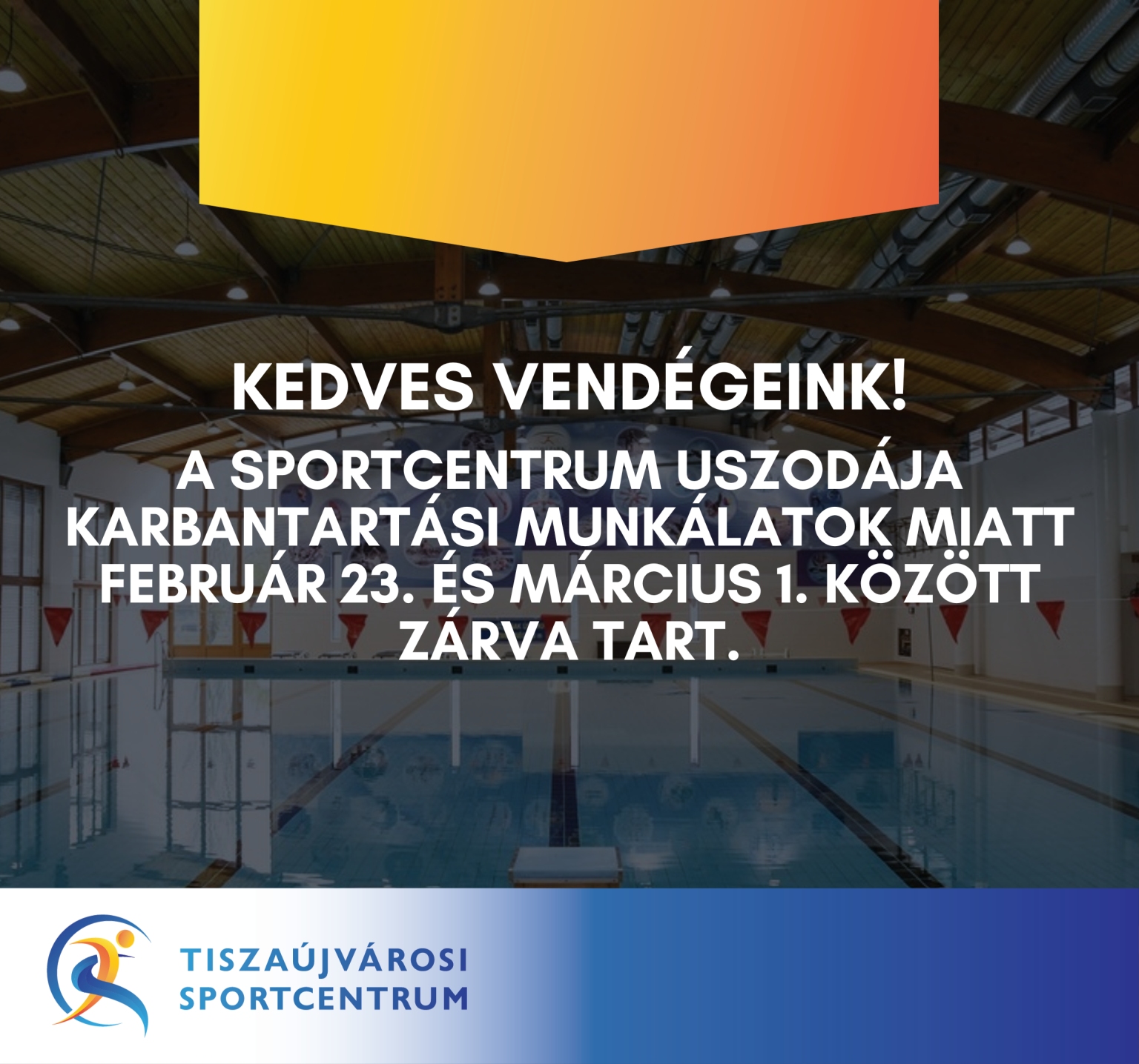 Uszoda karbantartása 2026. február 23. és március 1. között